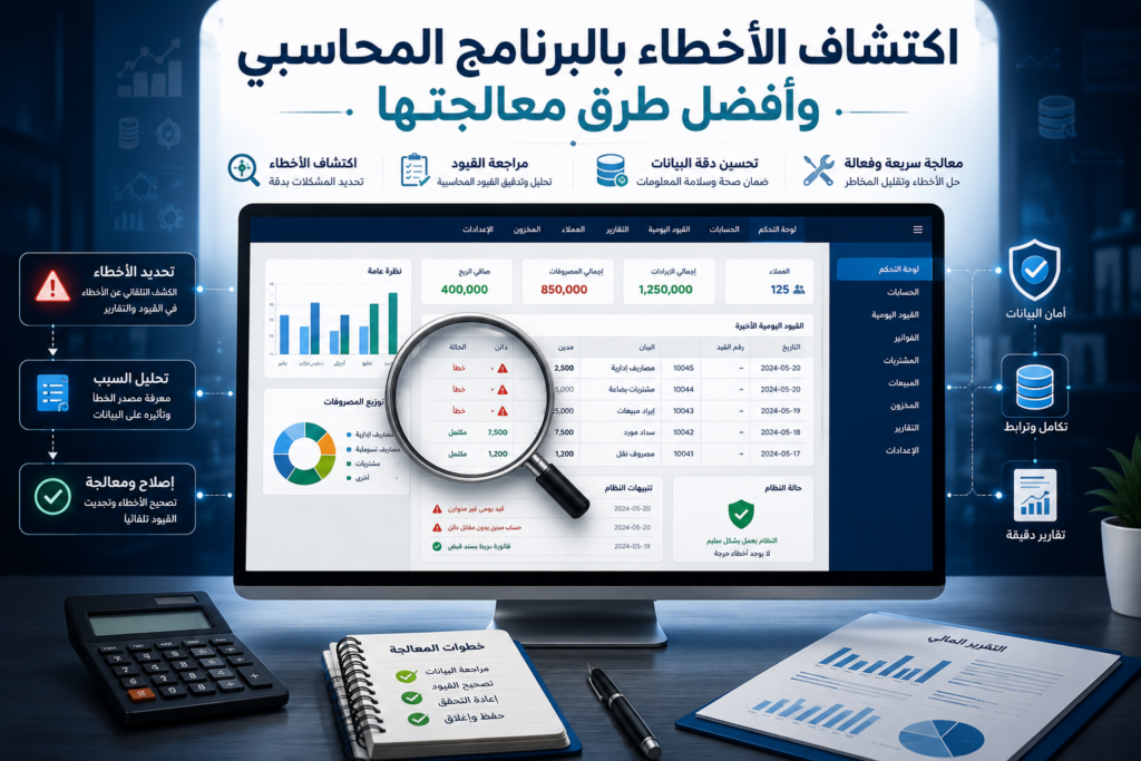 اكتشاف الأخطاء المحاسبية باستخدام برنامج محاسبي لتحليل البيانات المالية