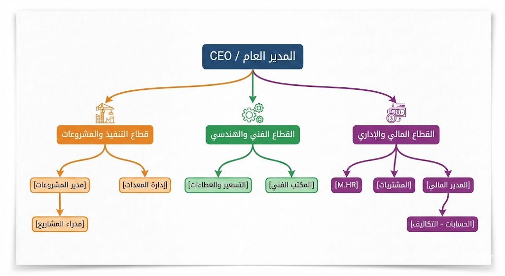 الهيكل التنظيمى لشركة مقاولات